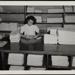 Sorting linens at the Faulkner Hospital laundry