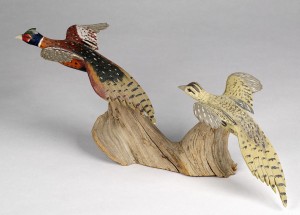 Pheasants (pair), carved by Russell Pratt Burr, ca. 1930-1955