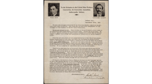 Letter to the United Mine Workers Convention, September 20, 1921