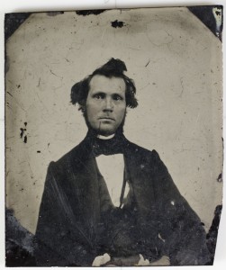 Tintype portrait of unknown man from Unidentified People and Places (Granville Public Library)